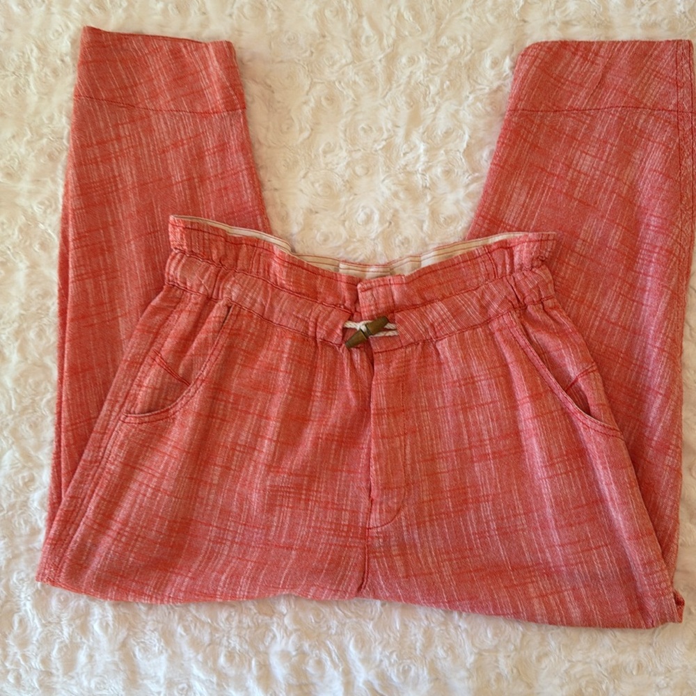 Free People orange Textured Pants with Button and Tassle Closure